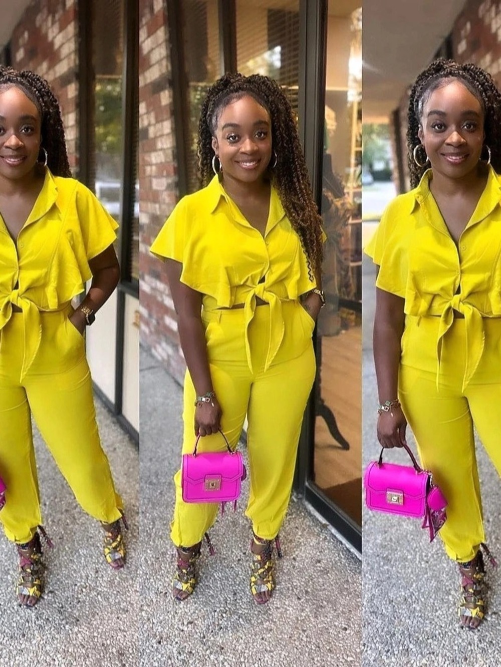 Yellow Tie-Waist pant set